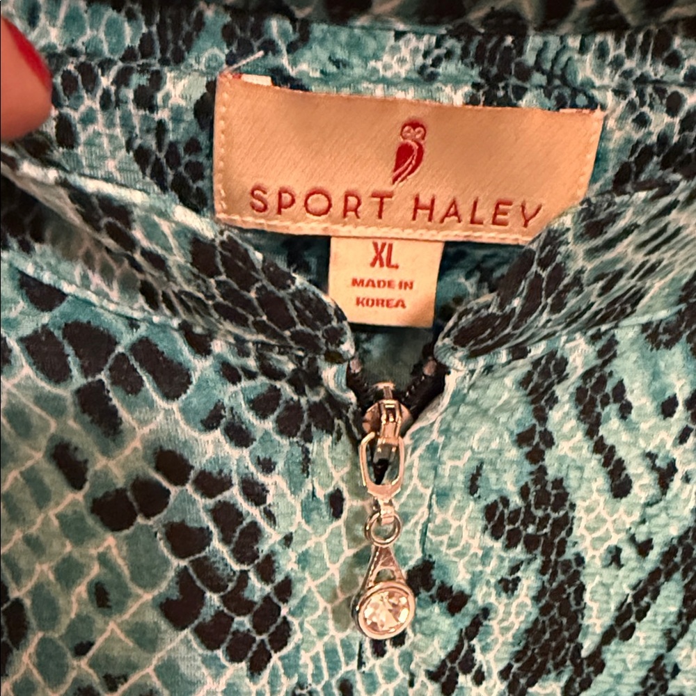 Sport Haley Teal and Black Snake Print quarter zip - Picture 2 of 6
